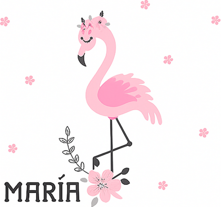 roleta do detskej izby ružové flamenco s menom - Tenstickers