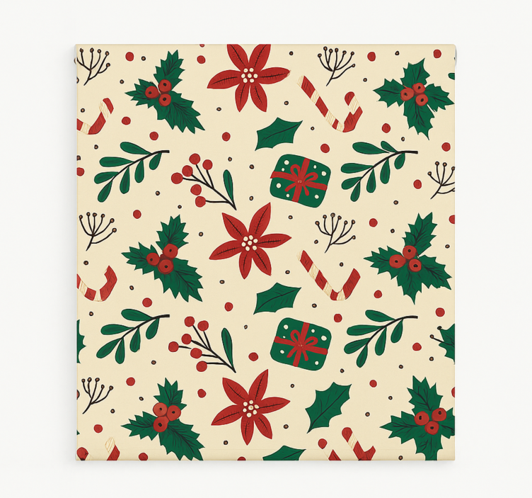 roleta do obývačky les s červenými ozdobami - Tenstickers