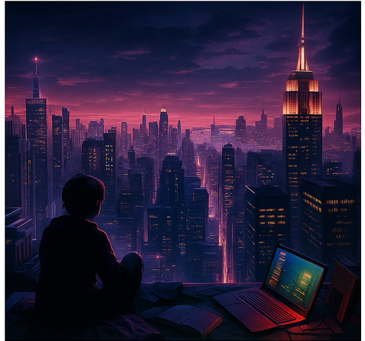 bláznivá roleta futuristický pohľad hráča na skyscaperi - Tenstickers