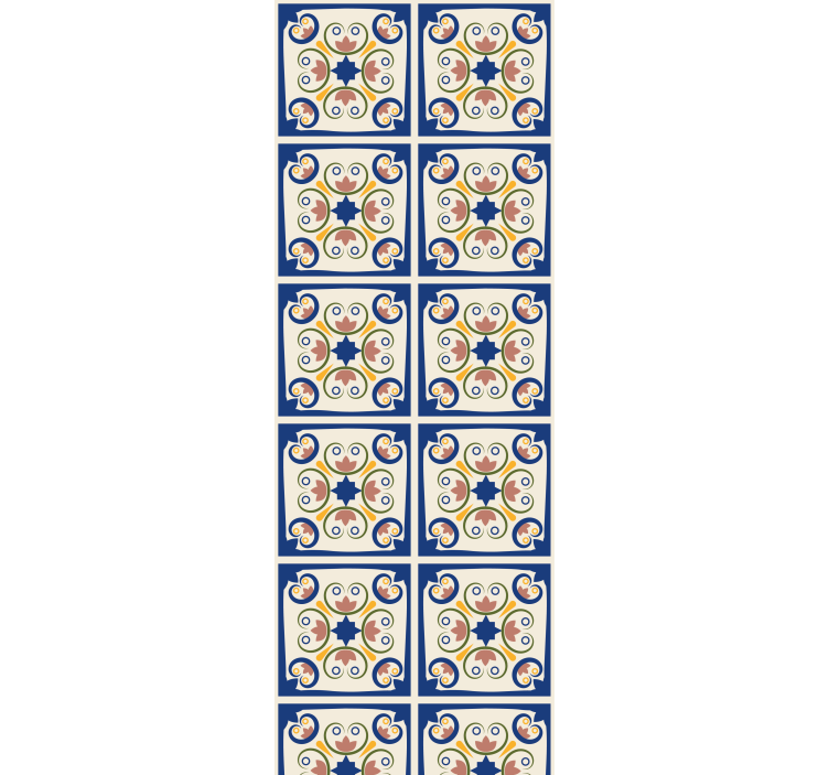 Roleta do kuchyne s ružovými kvetmi a portugalskými dlaždicami - Tenstickers