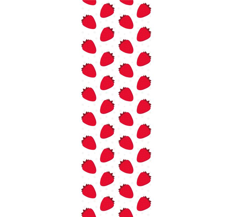 Roleta do jedálne s červeným jahodovým vzorom na bielej - Tenstickers