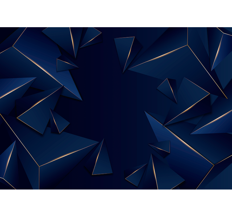 Čierna roleta s modro-zlatým geometrickým vzorom - Tenstickers
