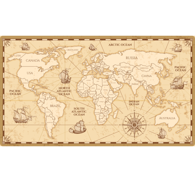 Béžová roleta s vintage mapou sveta - Tenstickers