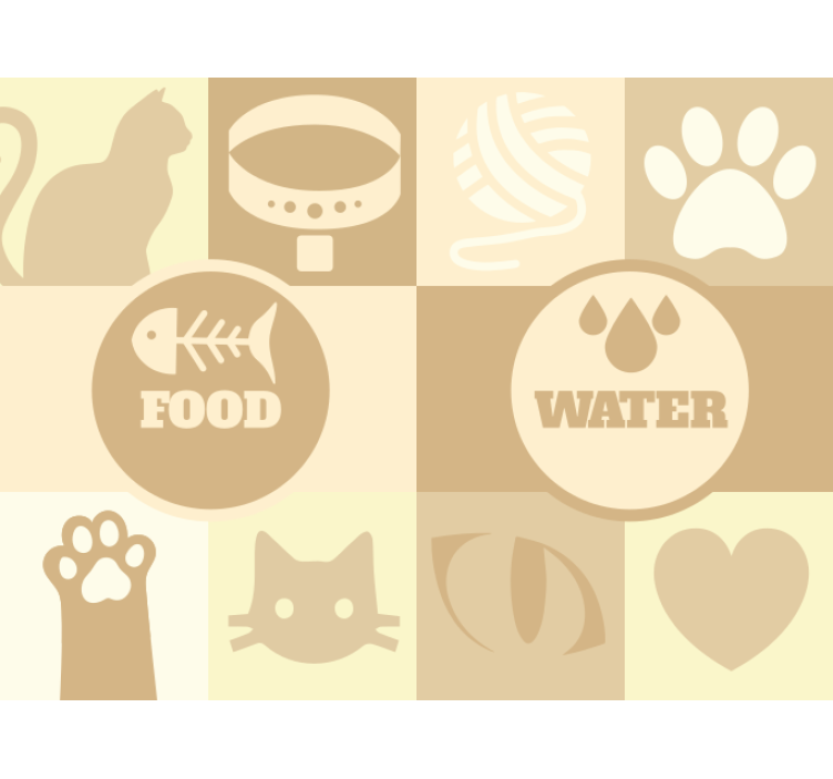 Béžová roleta pre mačky na vodu a jedlo - Tenstickers