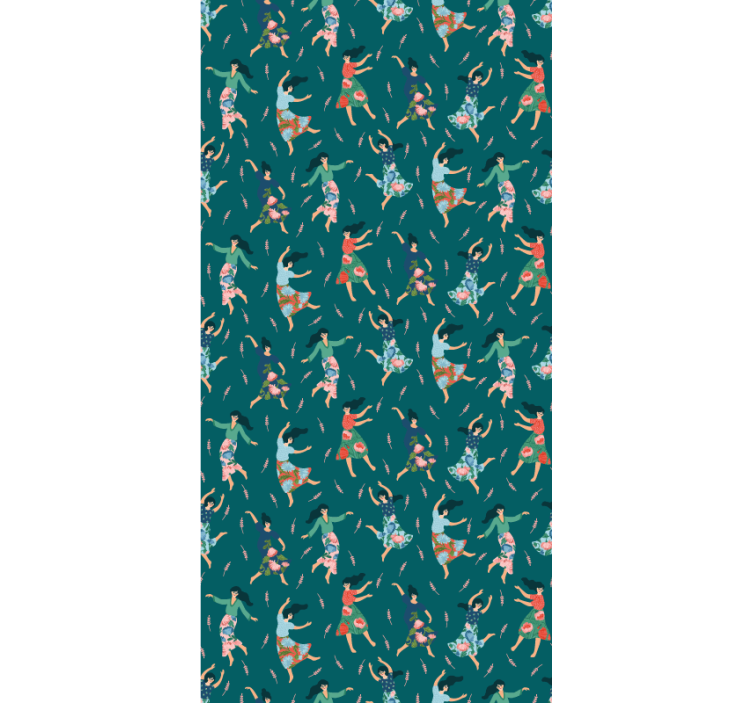 Tancujúce ženy s kvetmi a rastlinnými roletami - Tenstickers