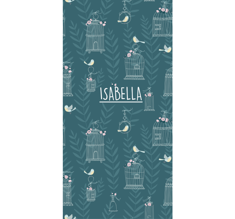 roleta do detskej izby modré vtáčie klietky s menom - Tenstickers
