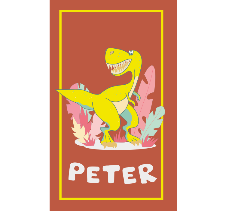 roleta s dinosaurami žltý t-rex s menom - Tenstickers