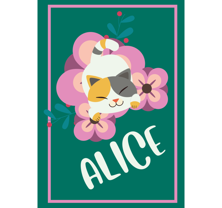 roleta zvieratká kvetinová mačka s menom - Tenstickers