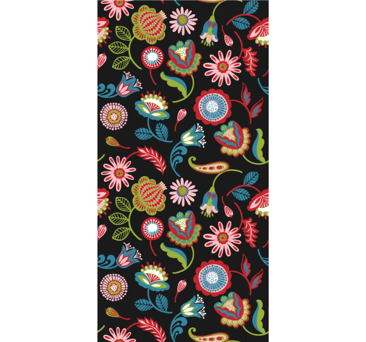 Farebný ľudový vzor kvetinová roleta - Tenstickers