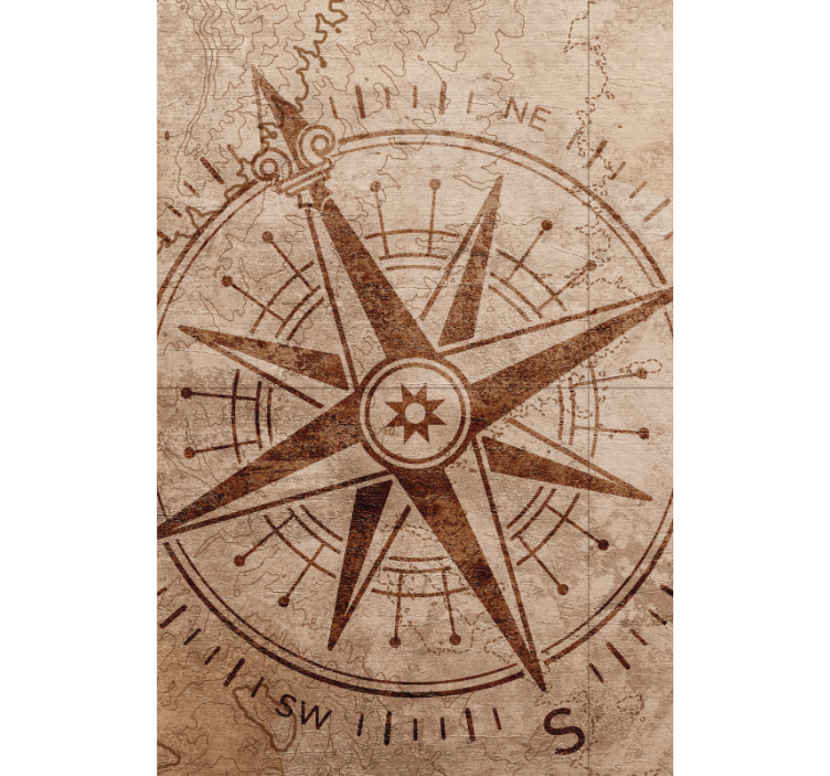 Teplý farebný starý papierový kompas klasická roleta - Tenstickers