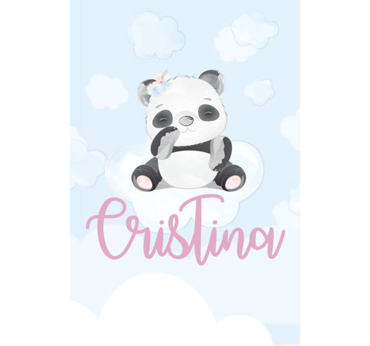 roleta do detskej izby panda sedí s menom - Tenstickers