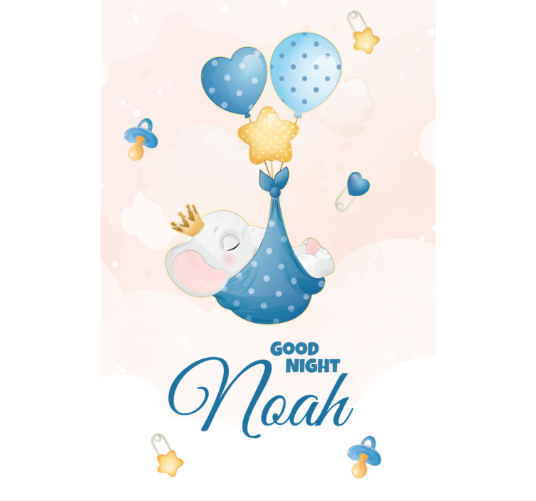 Roleta pre bábätko s menom dobrú noc sloník - Tenstickers