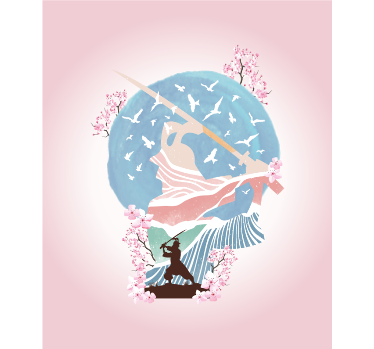 obrázková roleta elegantná silueta samuraja - Tenstickers