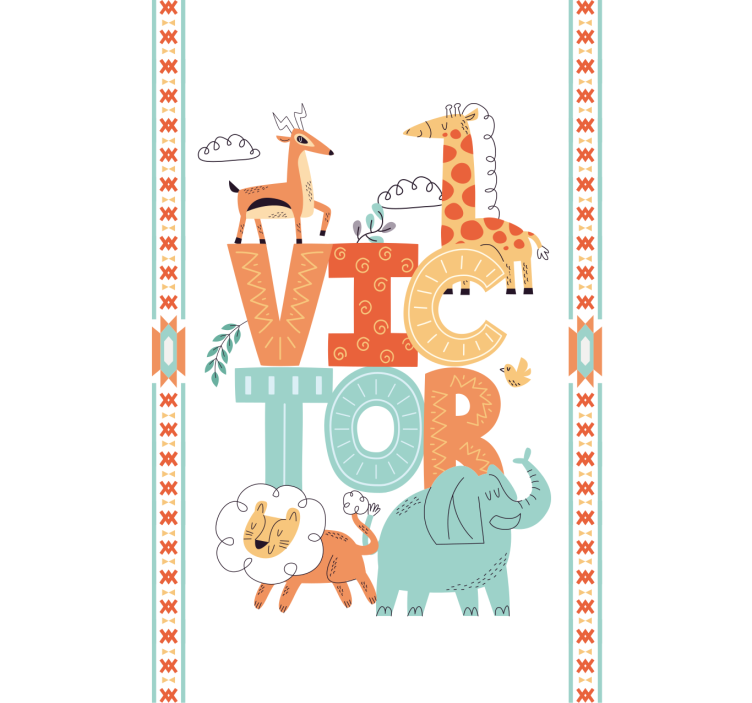 Džungle dieťa zvieratá prispôsobiteľné meno rolety - Tenstickers