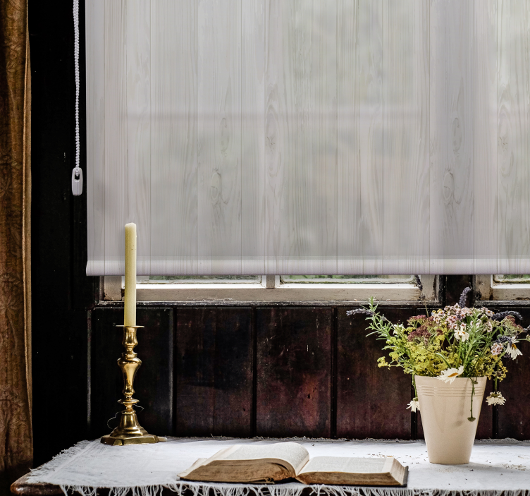 Roleta na okno biele drevo - Tenstickers