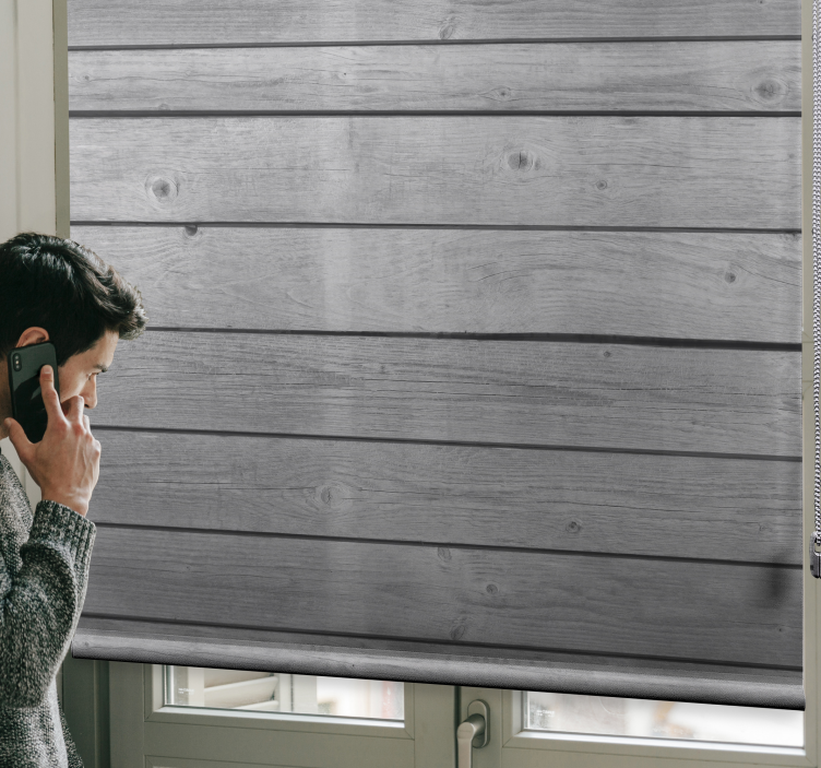 Drevená tmavosivá rustikálna roleta - Tenstickers