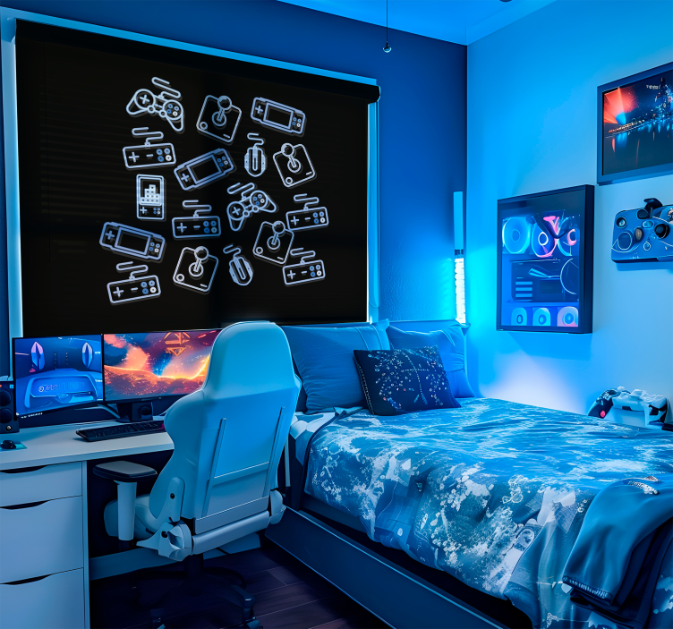 bláznivá roleta modré ovládacie prvky - Tenstickers