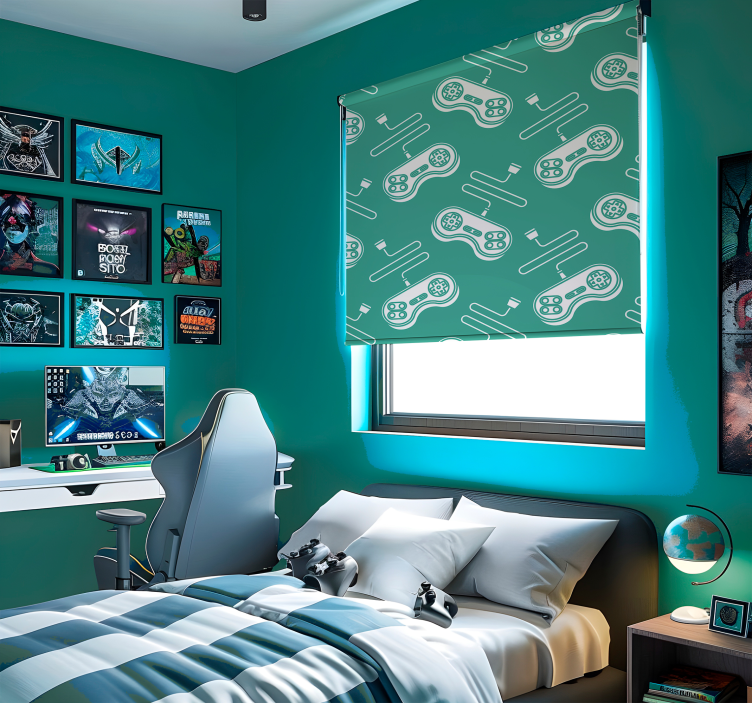 bláznivá roleta retro biely vzor ovládania - Tenstickers