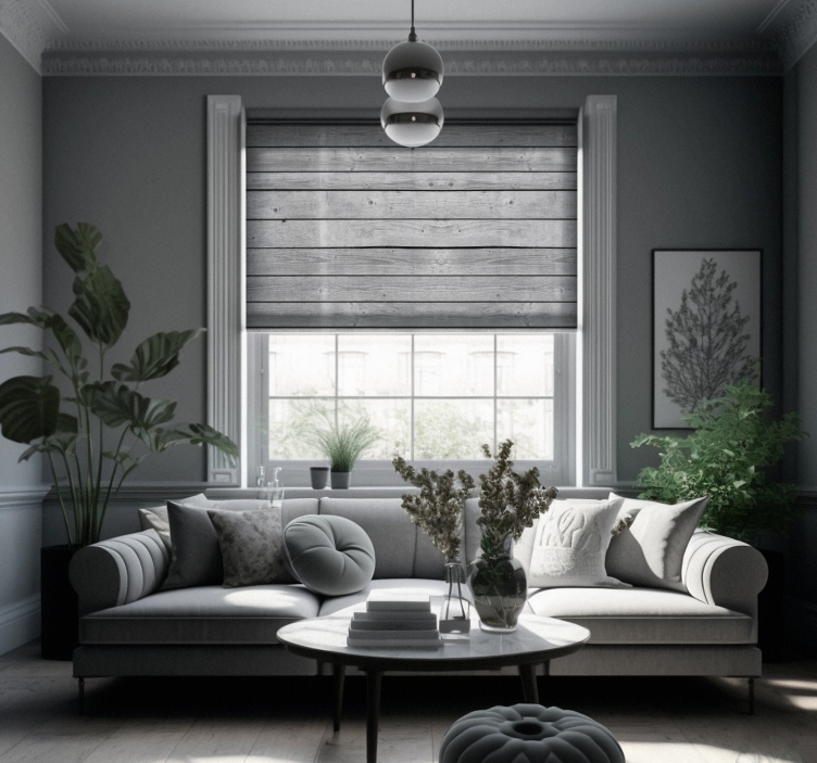 Drevená tmavosivá rustikálna roleta - Tenstickers