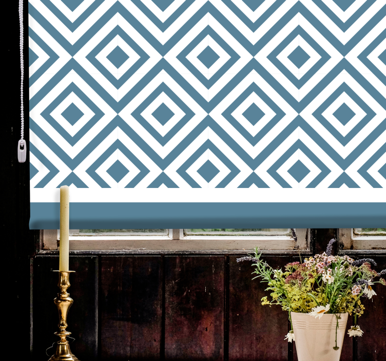 Modrý a biely štvorec vzor severská roleta - Tenstickers