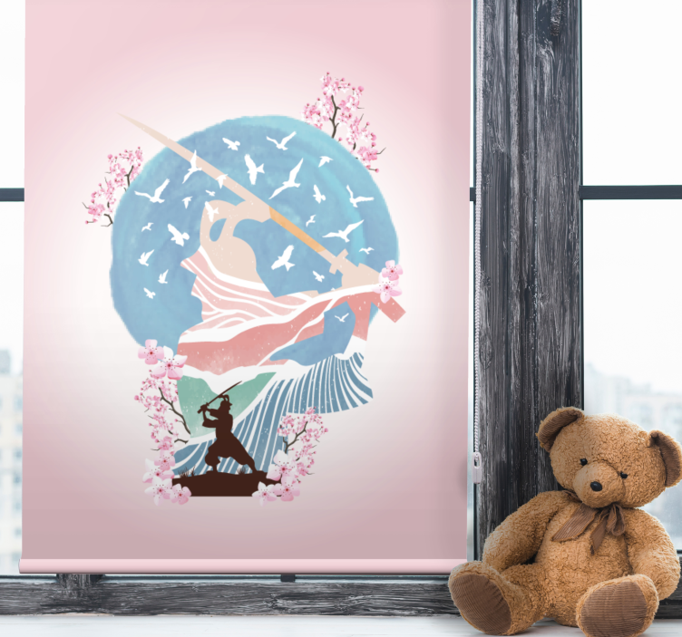 obrázková roleta elegantná silueta samuraja - Tenstickers