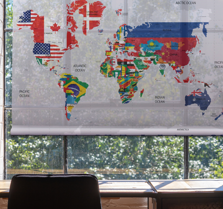 Politická mapa sveta Roleta - Tenstickers