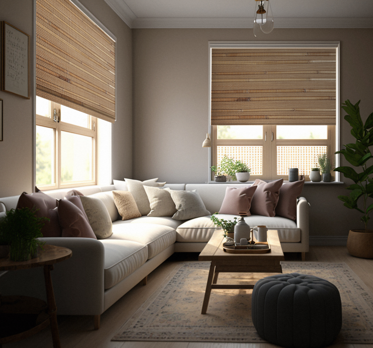 Pruhované svetlohnedé dosky, rustikálna roleta - Tenstickers