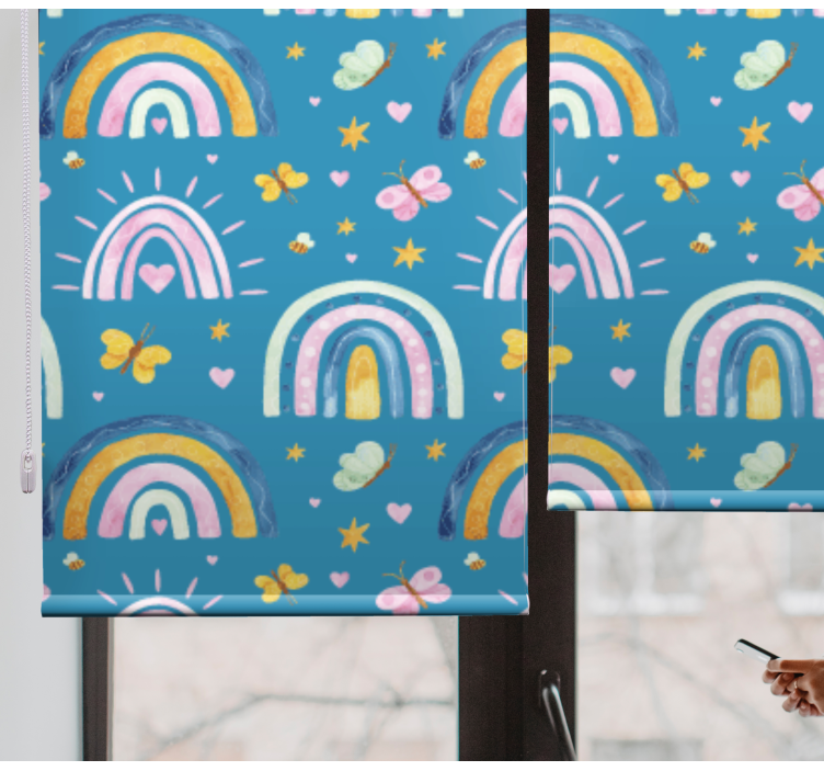 roleta do detskej izby dizajn dúhových motýľov - Tenstickers