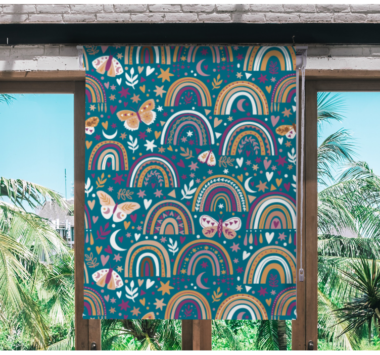 roleta do detskej izby farebné dúhy a motýle - Tenstickers