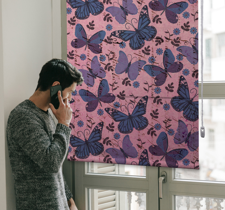 roleta motýle ružové pozadie - Tenstickers