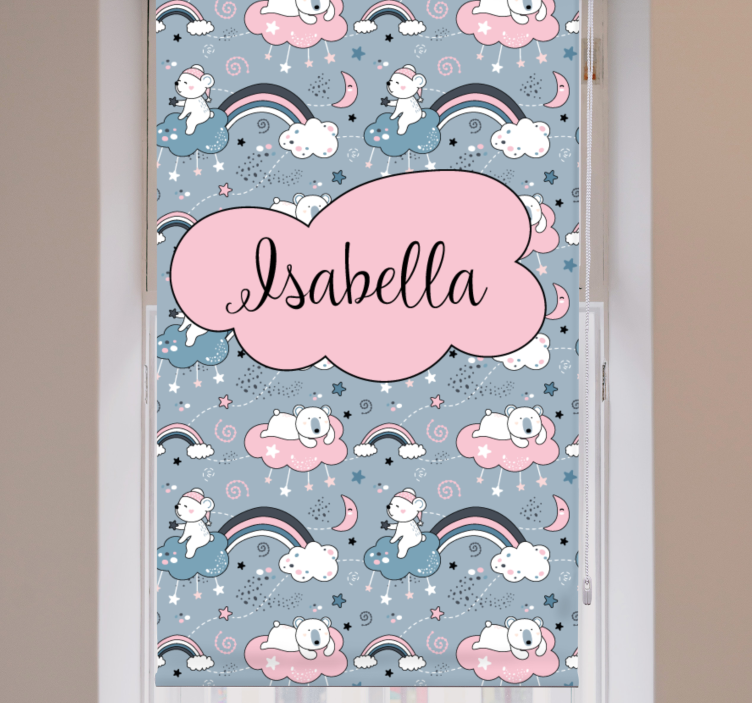 roleta do detskej izby medveď dúha s menom - Tenstickers