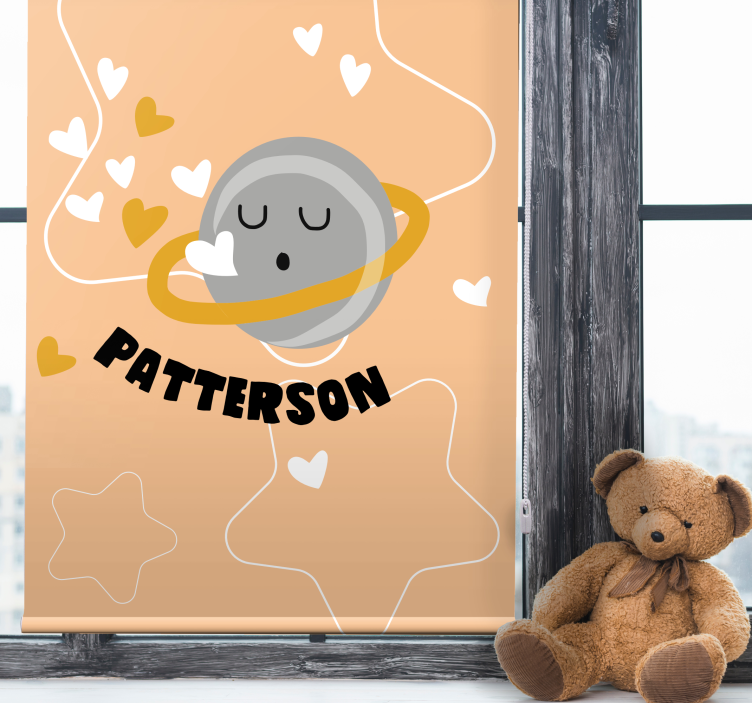 roleta do detskej izby srdečný saturn s menom - Tenstickers