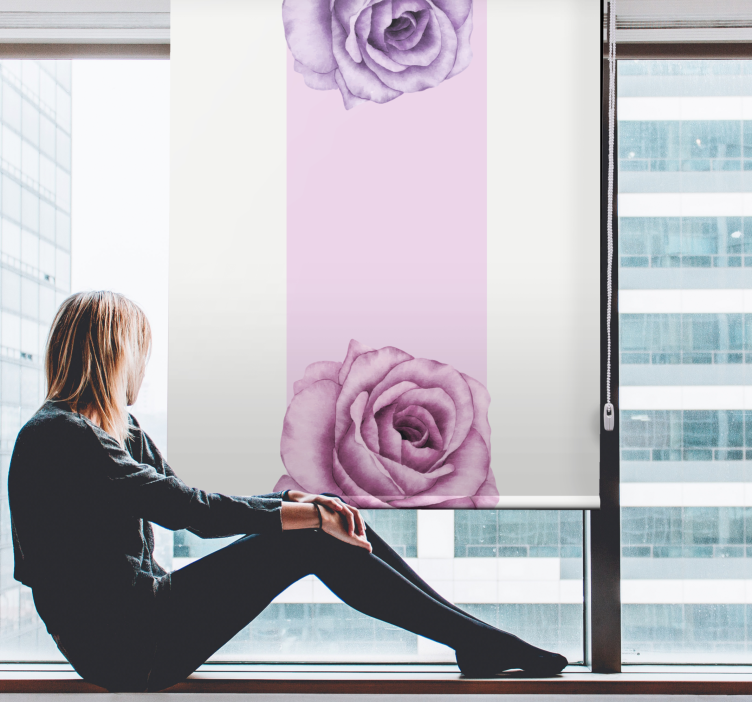 roleta na okno kvety akcent fialovej ruže - Tenstickers