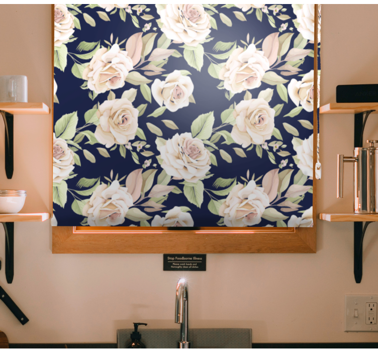 roleta na okno kvety kvetinový vzor ruže - Tenstickers