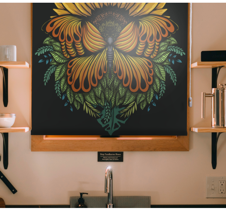 roleta motýle motív slnečnice - Tenstickers