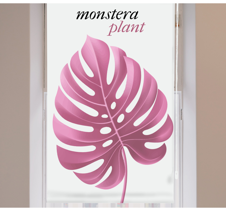 roleta na okno kvety ružová rastlina monstera - Tenstickers