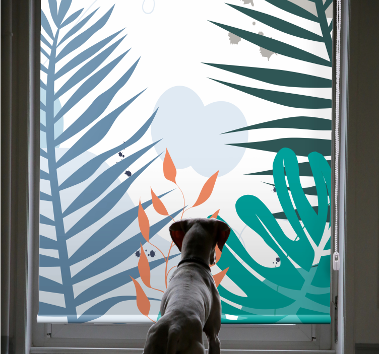 roleta na okno kvety tropické veľké listy - Tenstickers