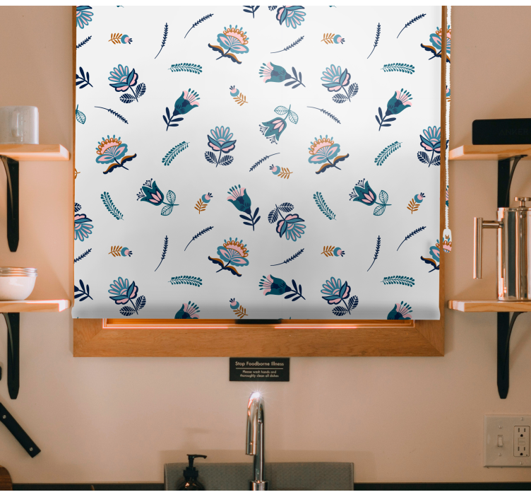 kvetinová roleta modrý ľudový umelecký motív - Tenstickers