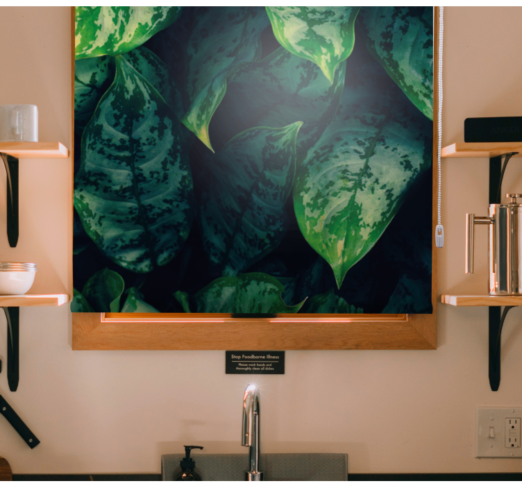 roleta na okno kvety živé zelené listy - Tenstickers