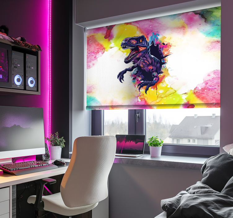 roleta na okno dinosaury sýte farby velociraptor - Tenstickers