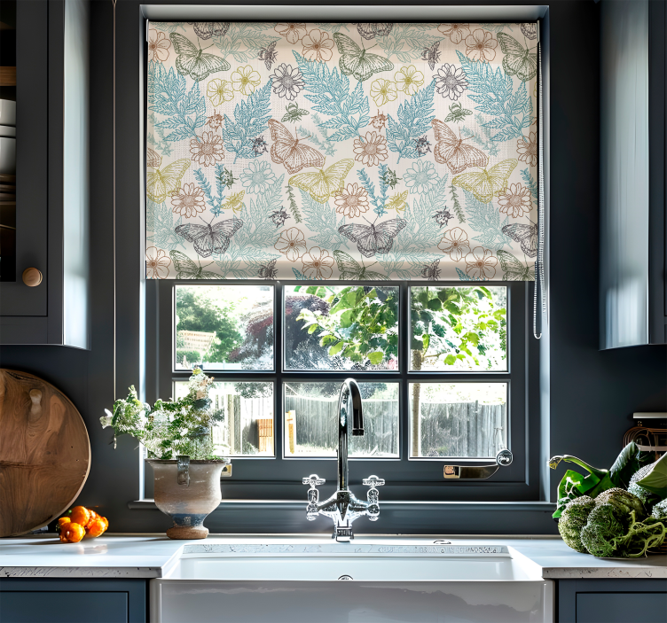 roleta s motýľmi kvetinové motýle - Tenstickers