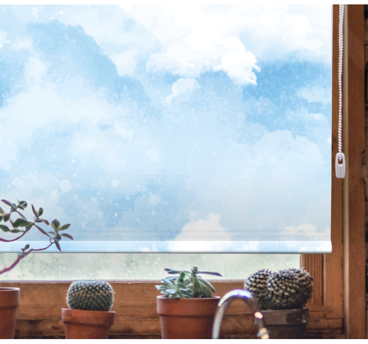 Roleta s oblakmi v jemnom modrom dizajne - Tenstickers