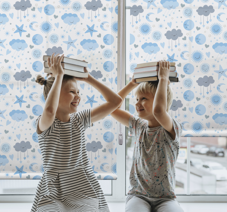 roleta s oblakmi modrý hviezdny vzor - Tenstickers