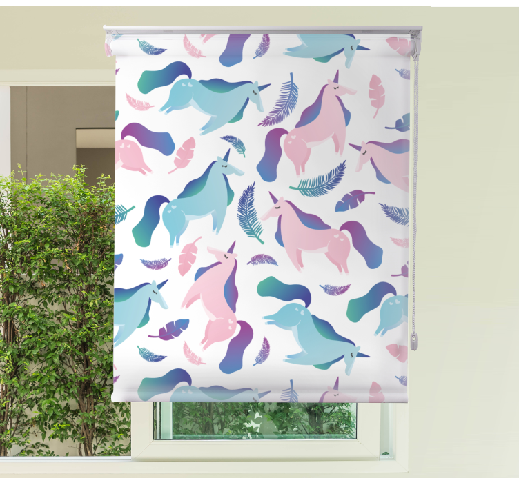 roleta do detskej izby jednorožce a perie - Tenstickers