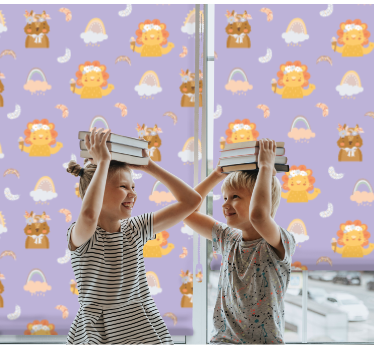 roleta do detskej izby mláďatá zvierat a dúhy - Tenstickers