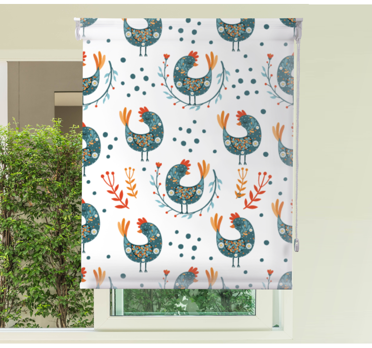 roleta so zvieratami modré pernaté kura - Tenstickers