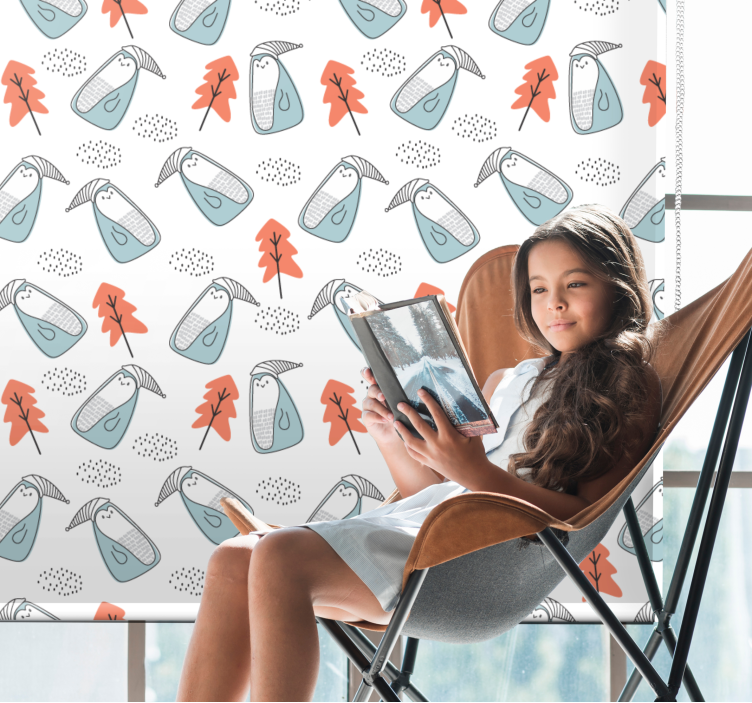 škandinávska roleta tučniaky s klobúkmi - Tenstickers