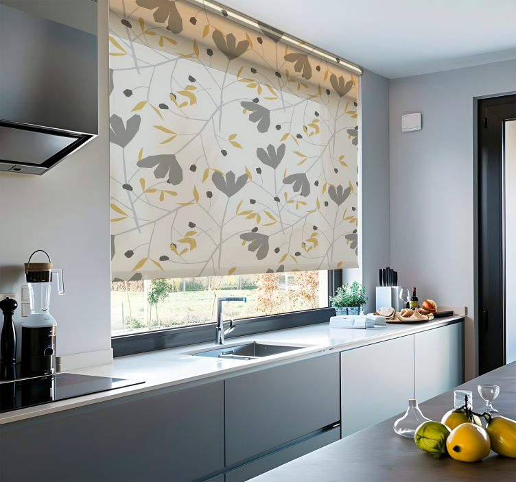 severská roleta sivé a žlté kvety - Tenstickers