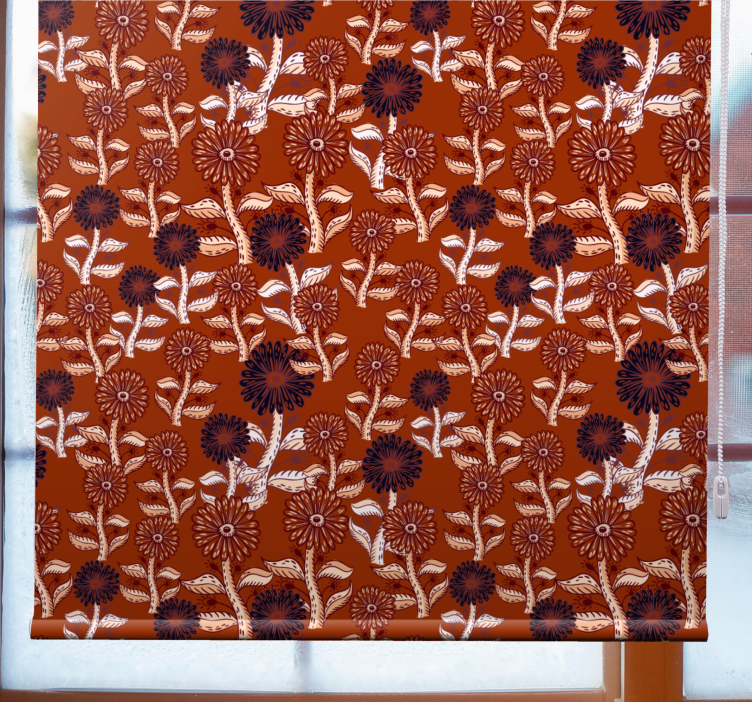 Slnečnicový dizajn v africkom štýle kvetinová roleta - Tenstickers