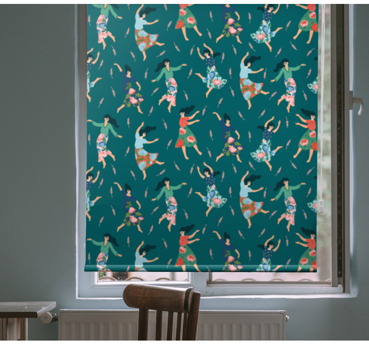 Tancujúce ženy s kvetmi a rastlinnými roletami - Tenstickers